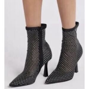 Open Edit Hazley Bootie Size 7.5  Black Crystal Pointed Toe NEW